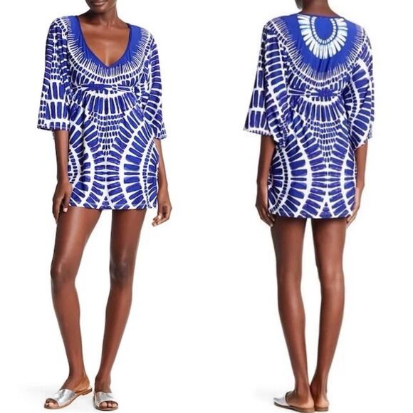 Trina Turk Algiers Tunic Swim Cover Dress Womens XS Indigo - Picture 1 of 6